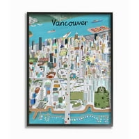 Stupell Industries színes Vancouver Canada Landmark Seaport Cityscape keretes fali művészete, Carla Daly, 24 30