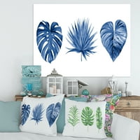 Designart 'Trópusi levelek klasszikus kék' trópusi vászon fali művészete