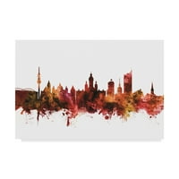 Védjegy Szépművészet 'Lipcse Németország Skyline Red' vászon művészete, Michael Tompsett