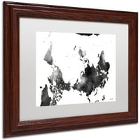 Védjegy Szépművészet A világ fejjel lefelé mutató térképe BG-1 vászon művészet, Marlene Watson, White Matte, Wood Frame