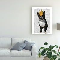 Védjegy Szépművészet 'Boston Terrier and Crown' Canvas Art készítette: Fab Funky