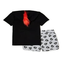 Trolls World Tour Barb Girls Cosplay kapucnis póló és rövidnadrág, 2 darabos ruhakészlet, Méretek 4- & Plus