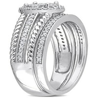 Carat T.W. Gyémánt sterling ezüst ovális halo menyasszonyi gyűrű