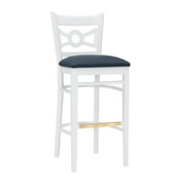 Linon Cotterell 31 bár székek, 2 -es készlet, klasszikus fehér kivitel, sötétkék bőrszövet