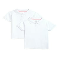 Wonder Nation kisgyermek lányok iskolai egyenruhás rövid ujjú reteszelő póló, 2 csomag