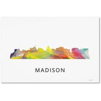 Védjegy Szépművészet 'Madison Wisconsin Skyline WB-1' vászon művészete, Marlene Watson