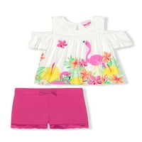 Nannette kislány flamingó trópusi rövid készlet