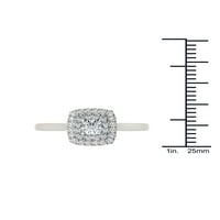 Carat T.W. Diamond 10KT fehérarany klaszter eljegyzési gyűrű