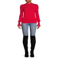 Szerelmi trend New York Női Mock Neck Finom nyomtávú pulóver