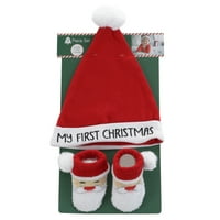 Baby Gear My First Christmas Hat & Socks, 2 darabos szett, méret újszülött-2t