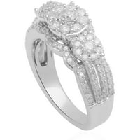 1. Carat T.W. Gyémánt sterling ezüst háromköves évforduló gyűrű