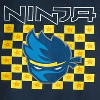 Ninja Gamer nagy sűrűségű tinta ninja csillag nyomtatás Navy rövid ujjú póló