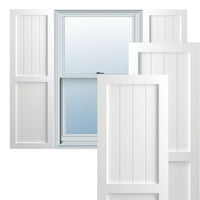 Ekena Millwork 12 W 39 H True Fit PVC parasztház sík panel kombinált rögzített redőnyök, befejezetlen