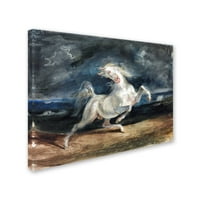 Védjegy Szépművészet „Ló, amelyet a villám rémült” vászon művészete: Eugene Delacroix