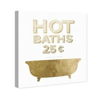 Wynwood Studio Bath és mosodai fali művészet vászon nyomtatott 'Forró fürdők' fürdőkád - arany, fehér