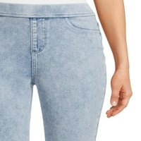 Idő és a Tru Női Közép-emelkedés Capri Jeggings, 23 Inseam, Méret XS-XXL