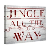 Wynwood Studio Holiday és szezonális fali művészet vászonnyomata „Jingle egészen„ ünnepnapokon - piros, szürke