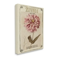 Stupell Industries Sweet Pink Zinnia Florals Vintage Seed Packet, 30, Design by Studio W