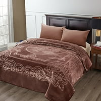 Luxus plüss cameo barna gyapjú takaró, prémium dombornyomású virágos ágy takaró LB, király