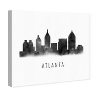 Wynwood Studio Cities and Skylines Wall Art vászon nyomatok „Atlanta akvarell„ Egyesült Államok városai - fekete, fehér