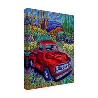 Cathy Carey „piros teherautó szerencse” vászon művészet