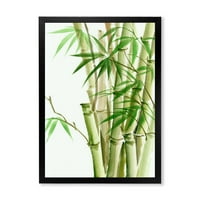 Designart 'A sötétzöld bambusz és a levelek részletei ii' hagyományos keretes művészet nyomtatás