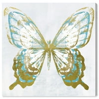 Pillangó illúzió fényes aqua arany állatok fali művészet nyomtatás arany 12x12