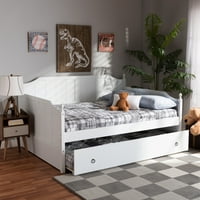 Baxton Studio Millie Modern Engineered Wood Trundle Daybed -rel, teljes, fehér