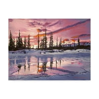 Védjegy Képzőművészet 'jeges tó naplementekor' vászon művészete: David Lloyd Glover