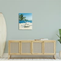 Stupell Industries Palm Tree Beach bútorok Tropical Island Ocean Viewpoint, 30, Design, Linda Roberts