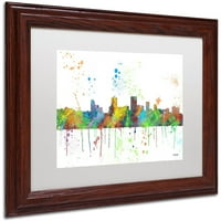 Védjegy Szépművészet Springfield Illinois Skyline Mclr-1 Canvas Art készítette: Marlene Watson, White Matte, Wood Frame