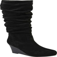 Női folyóirat kollekció Haze Wide Calf Wedge térd magas sluch boot Black Fau Suede M