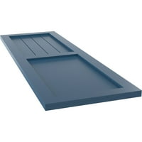 Ekena Millwork 15 W 76 H True Fit PVC parasztház lapos panel kombinált rögzített redőnyök, Logourn Blue