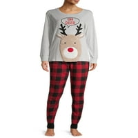 Megfelelő családi karácsonyi pizsamák női és női plusz oh szarvas 2 darabos pizsama készlet