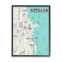 Stupell Industries Chicago Illinois City Landmark Map turisztikai célállomások tervezése: Ziwei Li