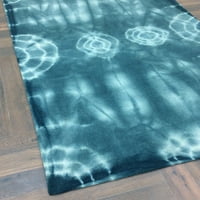 Kézzel készített Shibori stílusú 5 '8' láb téglalap alakú gyapjú terület szőnyeg - pamut késő hátlap - Beltéri szőnyeg, sötétzöld