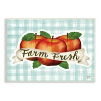 Stupell Industries Farm Friss Vörös Alma a Blue Farm Plaid Country Festés, Keret nélküli Art Print Wall Art, 15, Jackie Quigley