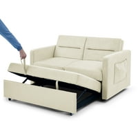 MomSpeace Futon kanapé ágy húzza ki az átváltható ágy alvó kanapé kanapé állítható visszaszerzője a nappali számára - bézs