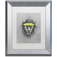 Védjegy Szépművészet Hipster Lion vászon Art készítette: Balazs Solti, White Matte, ezüst keret