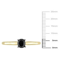 Carat T.W. Fekete gyémánt 14 kt sárga arany ovális pasziánsz eljegyzési gyűrű