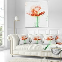 Designart Rose szár és festék fröccsenéssel - Virágos dobás párna - 16x16