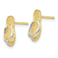 Primal Gold Karat sárga arany fehér ródium flip flop fülbevalókkal