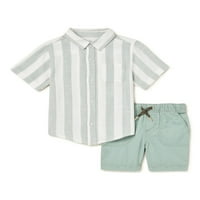 Wonder Nation Baby Boy és kisgyermek fiú rövid ujjú ing és rövidnadrág-készlet, 2 darab, 12 m-5T