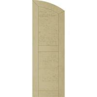 Ekena Millwork 18 W 50 H Timberthane durva cédrus Két egyenlő sík panel, elliptikus felső fufa redőnyök, alapozott barnító