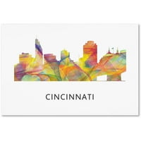 Védjegy Szépművészet 'Cincinnati Ohio Skyline WB-1' vászon művészete, Marlene Watson