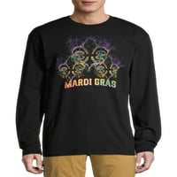 Mardi Gras férfi hármas lángoló fleur de lis hosszú ujjú póló