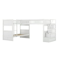 EuroCo Twin Méret L alakú fa emeletes ágy és tetőtéri ágy gyerekeknek, fehér, fehér