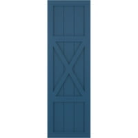 Ekena Millwork 15 W 48 H True Fit PVC Center X-Board Farmhouse Rögzített redőnyök, Logourn Blue