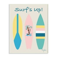 A Stupell Industries Surf kifejezés pasztell pálmafa szörfdeszkás fali plakk, Mark Higden