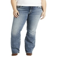 Ezüst Jeans Co. női plusz méret Elyse Mid Rise Slim Bootcut farmer derékméret 12-24